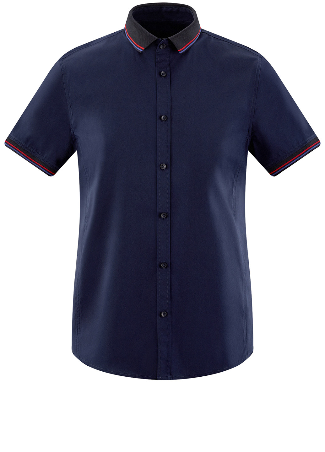 Темно-синяя кэжуал рубашка однотонная Oodji с коротким рукавом