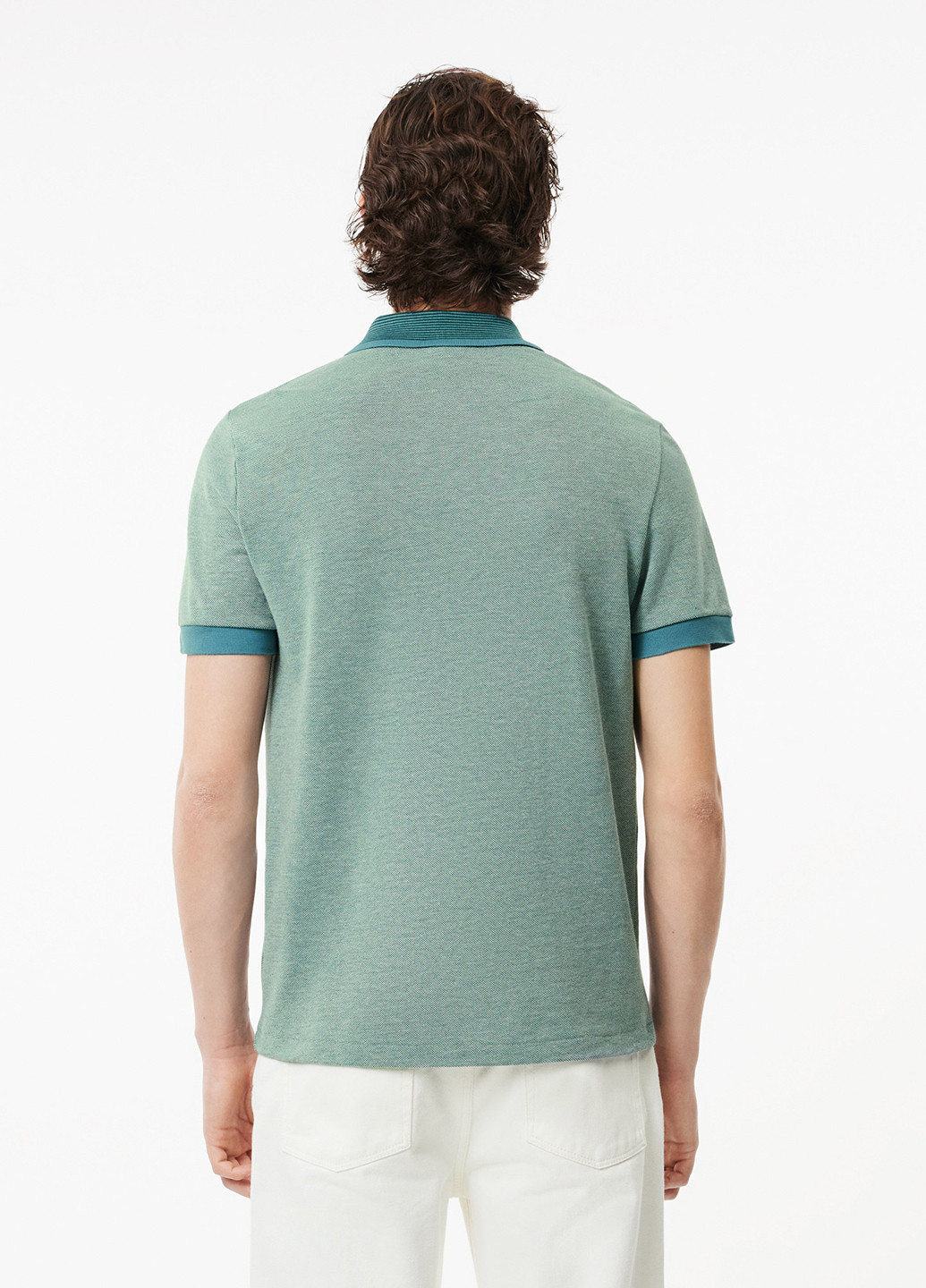 Зеленая футболка-поло для мужчин Lacoste меланжевая