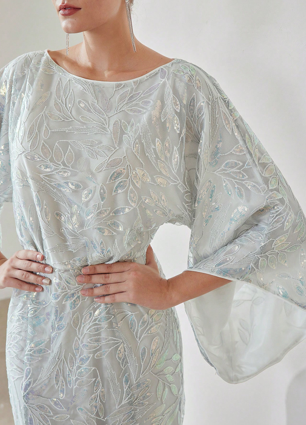 Світло-блакитна святковий, вечірня сукня а-силует SHEIN однотонна