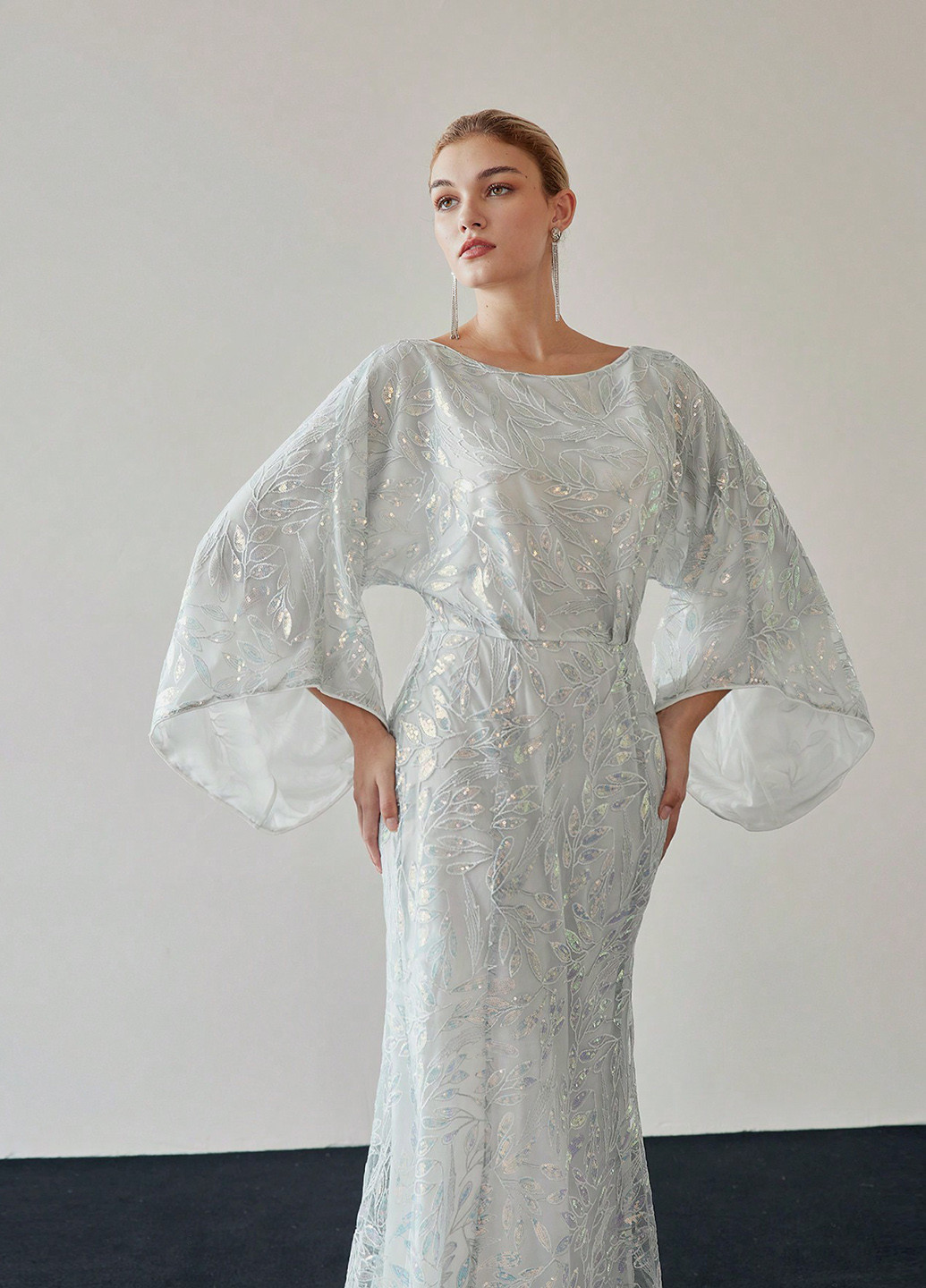 Світло-блакитна святковий, вечірня сукня а-силует SHEIN однотонна