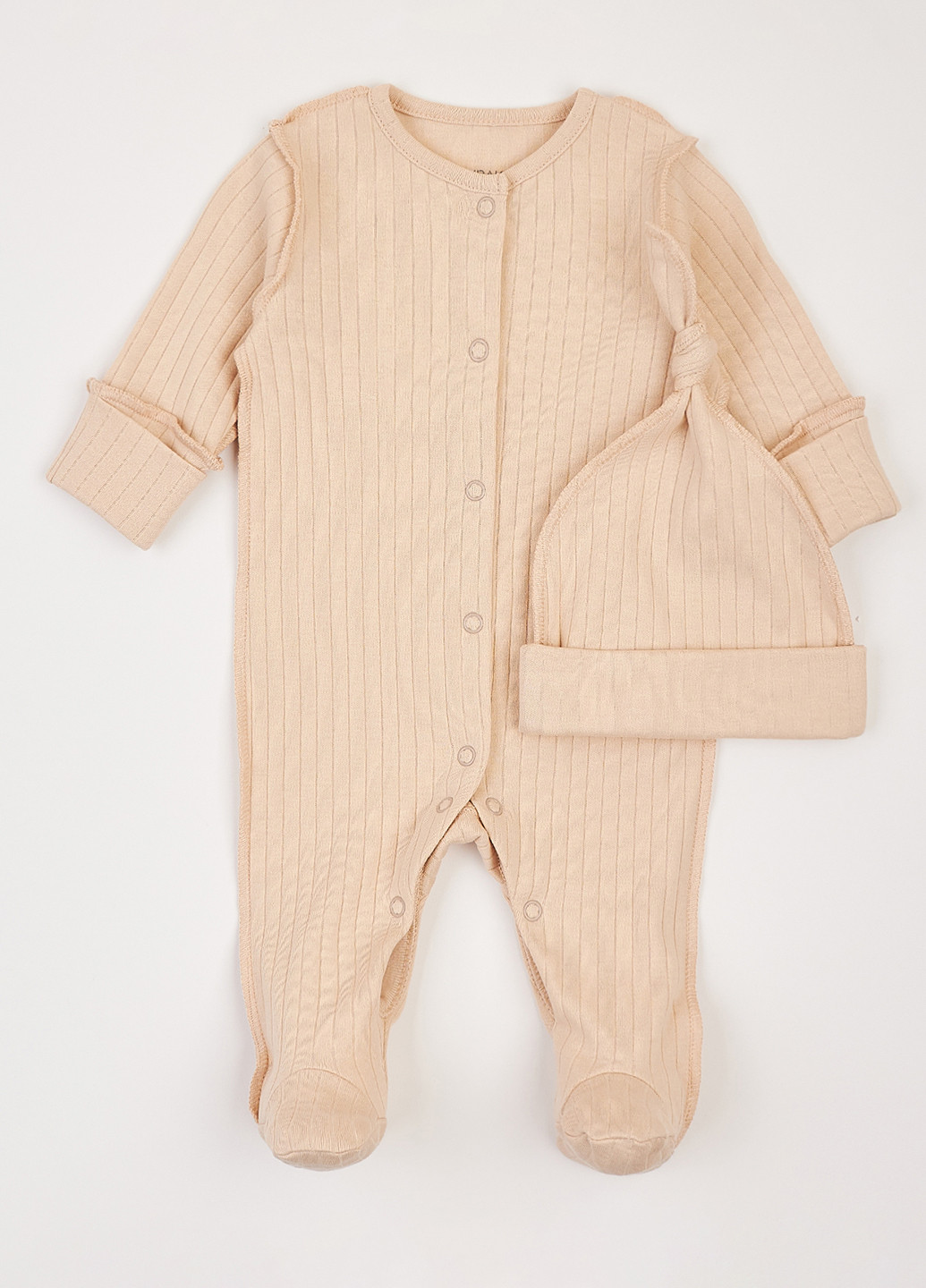 Бежевий демісезонний комплект (чоловічок, шапка) KRAKO