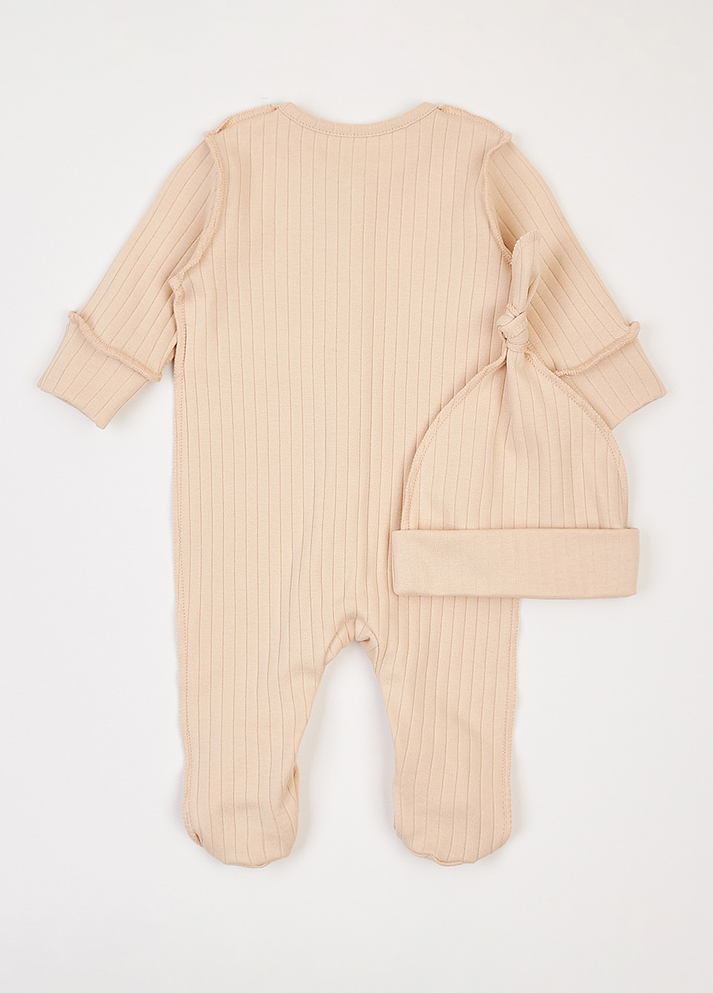 Бежевий демісезонний комплект (чоловічок, шапка) KRAKO