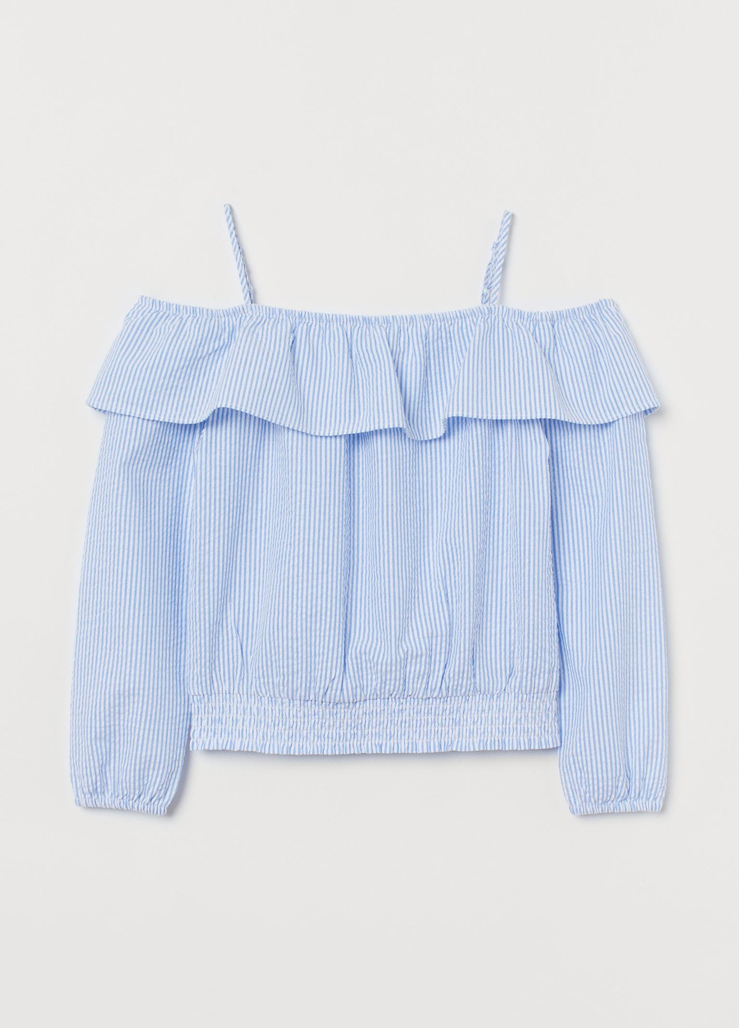 Голубая однотонная блузка H&M летняя