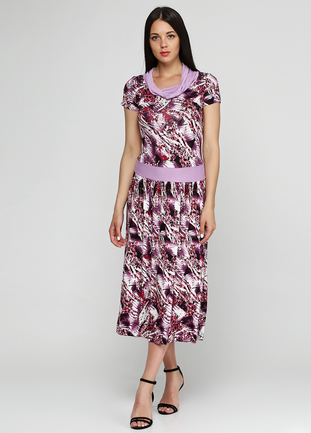 Фиолетовое кэжуал платье Cliff с абстрактным узором