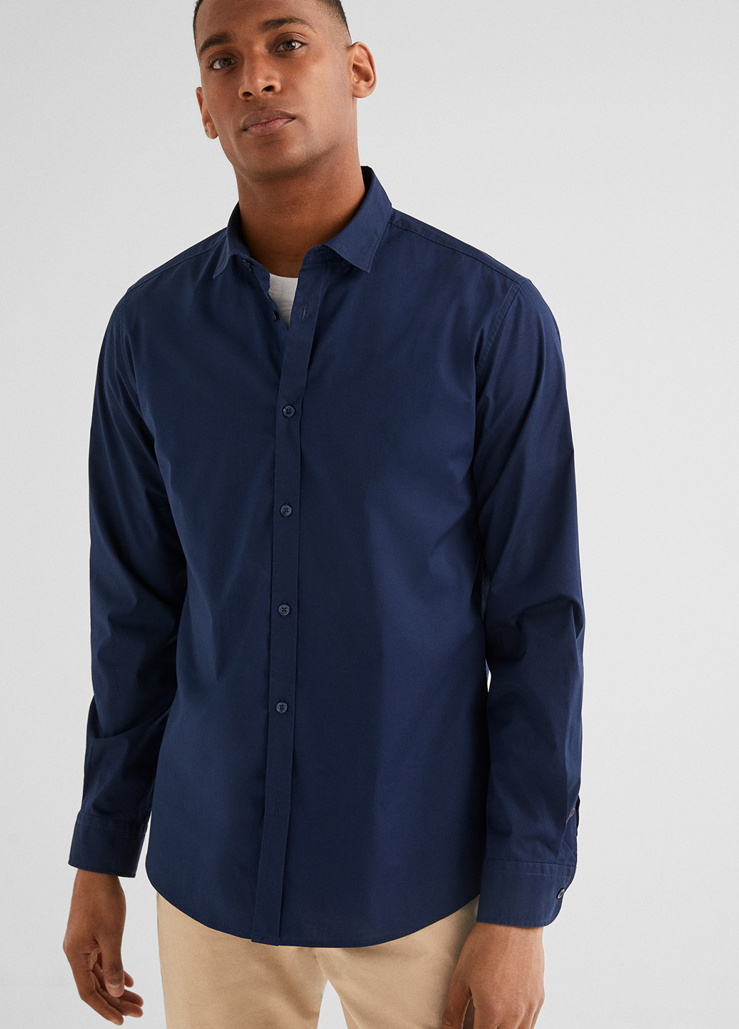 Темно-синяя кэжуал рубашка Springfield с длинным рукавом