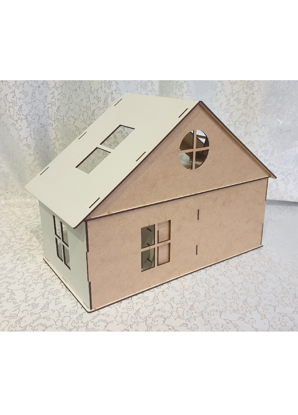 Двоповерховий ляльковий будиночок для іграшок ручної роботи з дерева з масандрою для дитини з меблями 44х31х22 см (473130-Prob) Unbranded (253918802)