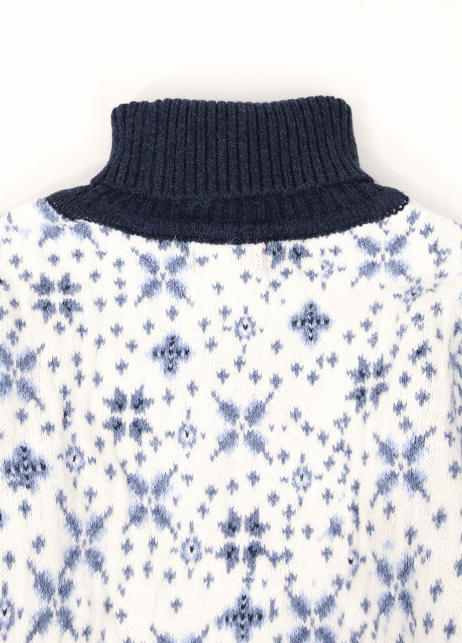 Темно-синий зимний свитер для девочки темно-синий новогодний с домиками Pulltonic Прямая