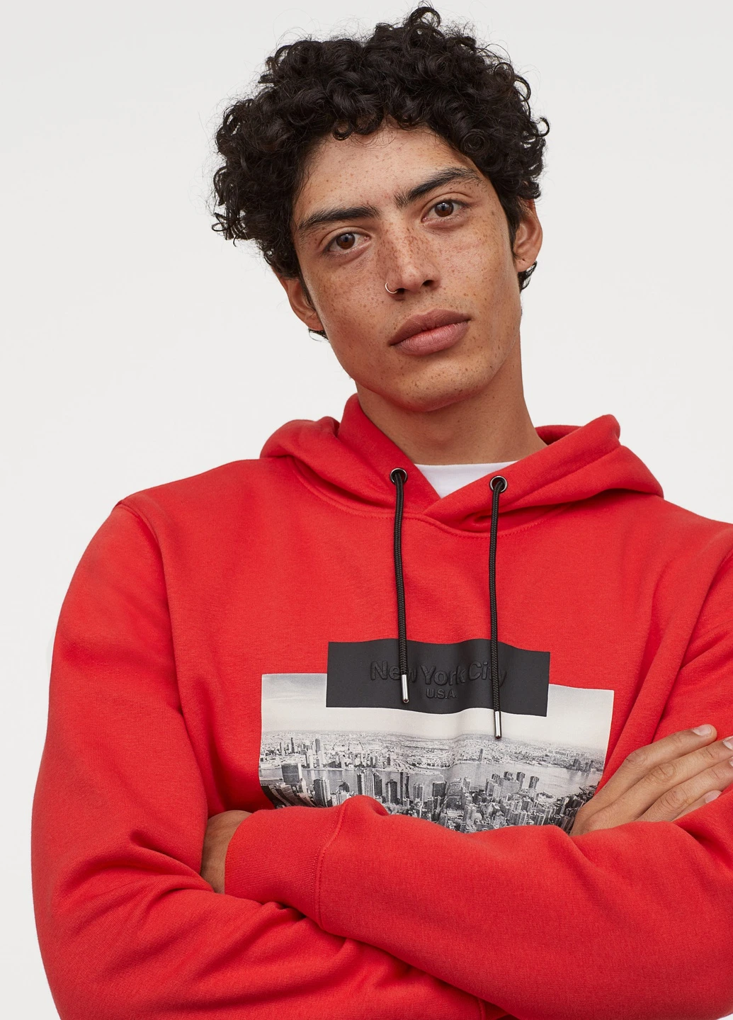 Худі фліс,червоний з принтом, H&M (255192756)