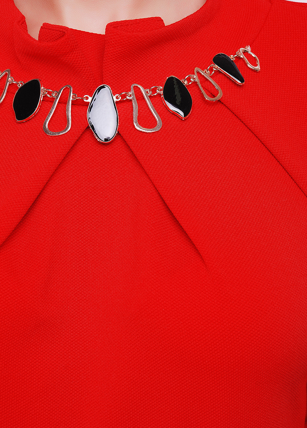 Красное кэжуал платье футляр Fashion Up однотонное