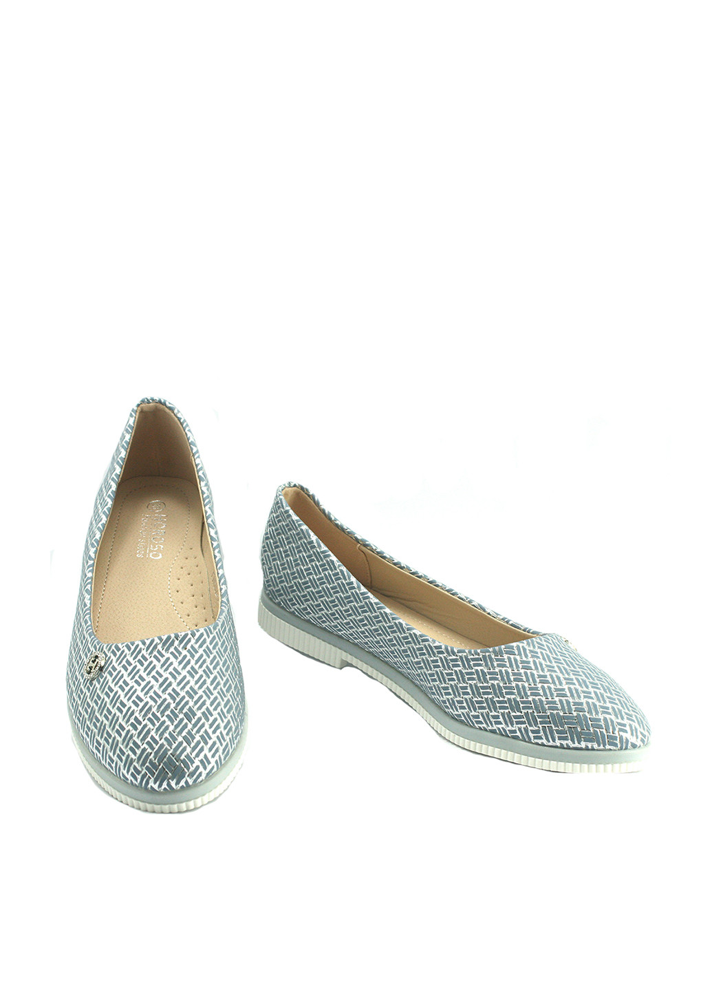 Женские балетки | голубые геометрические брошь, стразы искусственная кожа (300041110)