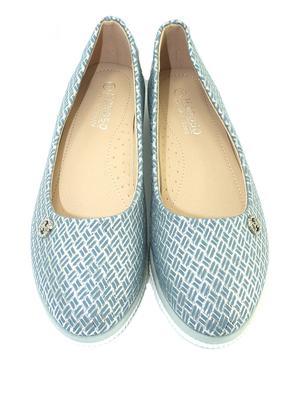 Женские балетки | голубые геометрические брошь, стразы искусственная кожа (300041110)