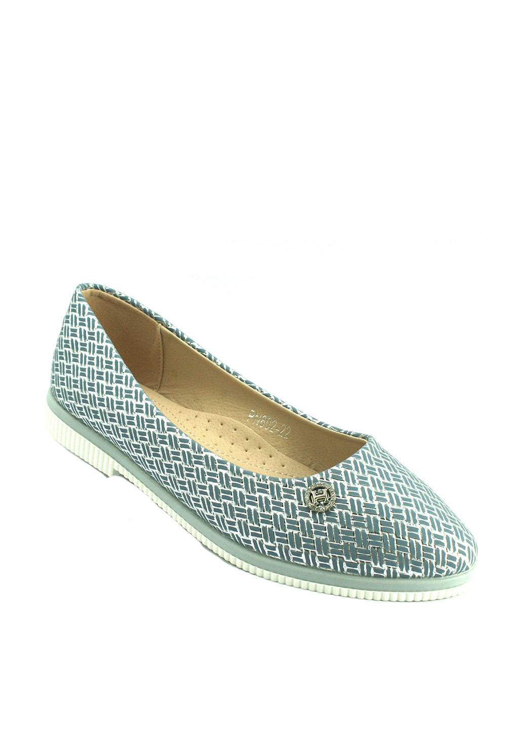 Женские балетки | голубые геометрические брошь, стразы искусственная кожа (300041110)