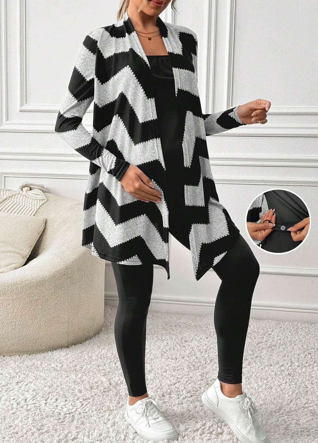 Комбинированный демисезонный комплект для беременных (кардиган, леггинсы) SHEIN