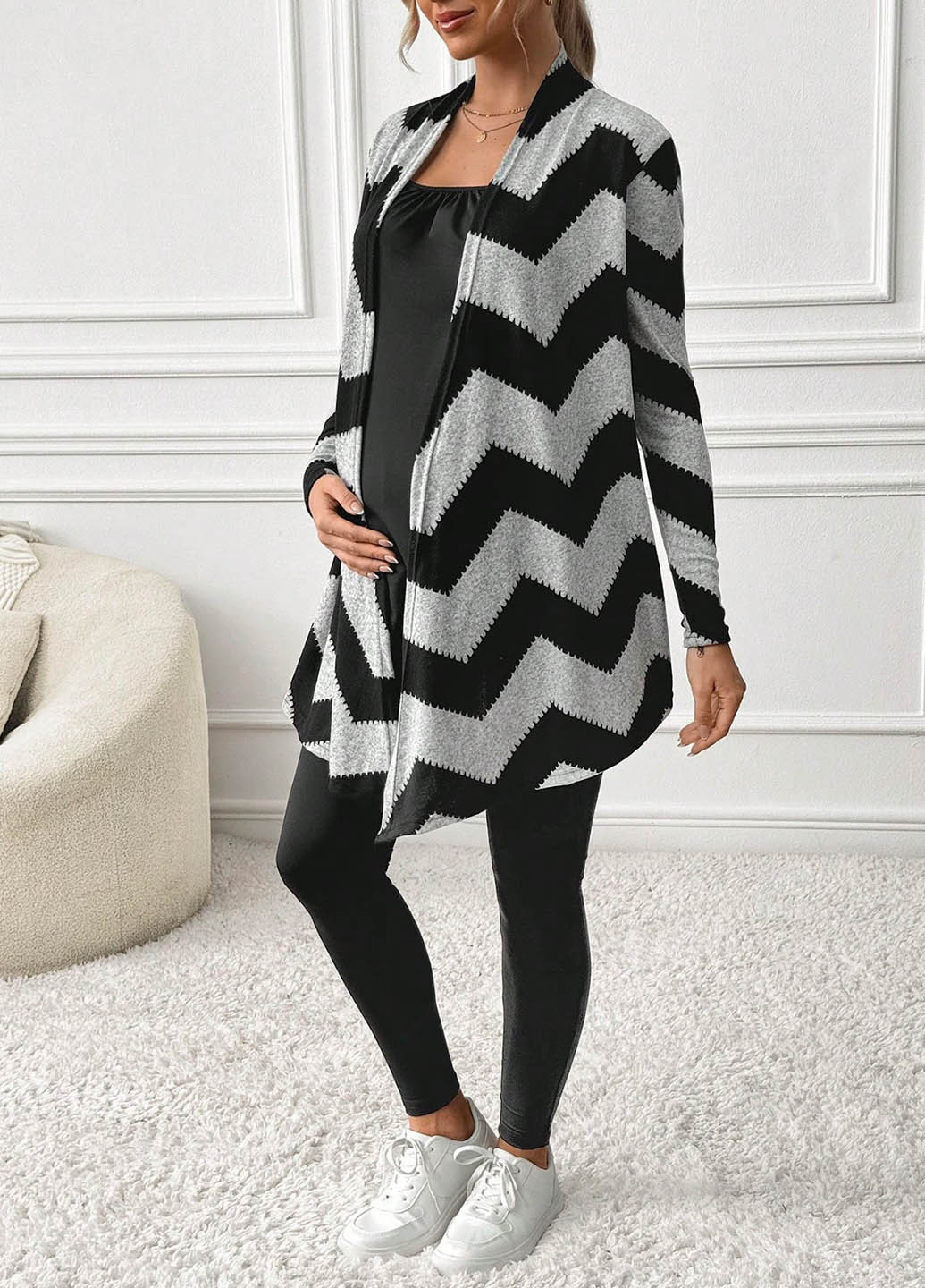 Комбинированный демисезонный комплект для беременных (кардиган, леггинсы) SHEIN
