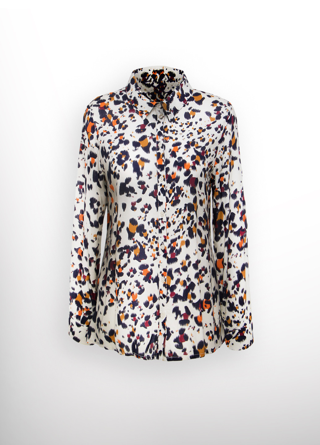 Комбінована демісезонна блуза-сорочка з леопардовим принтом в63 Luxik