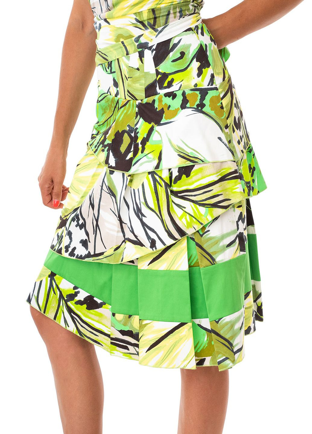 Зеленая с абстрактным узором юбка Apriori