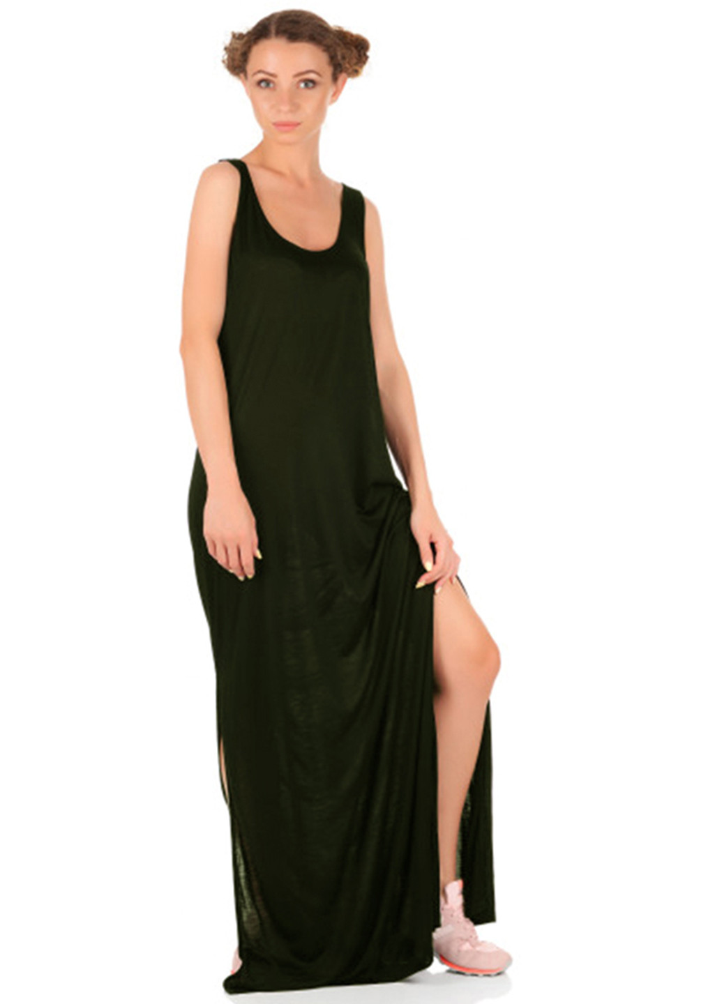 Темно-зеленое кэжуал платье платье-майка H&M однотонное