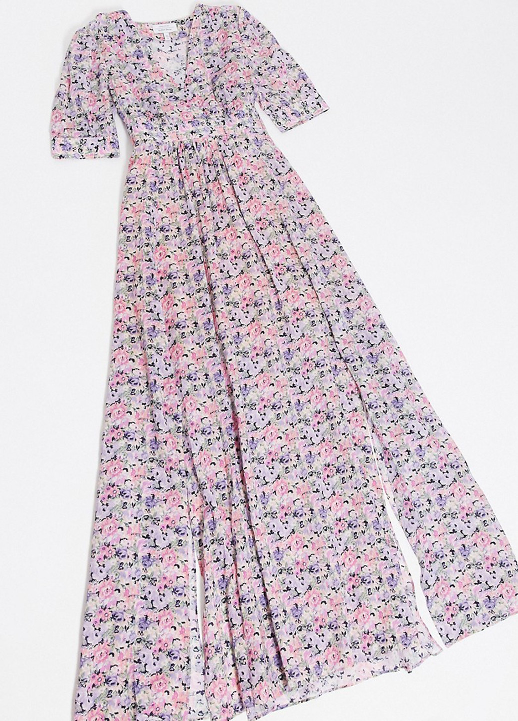 Розовое кэжуал платье клеш H&M с цветочным принтом