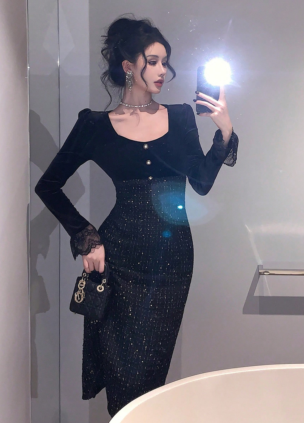 Чорна кежуал сукня силуетна SHEIN однотонна