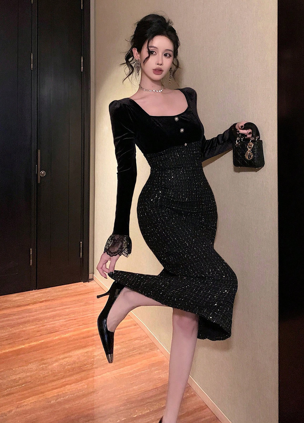 Чорна кежуал сукня силуетна SHEIN однотонна