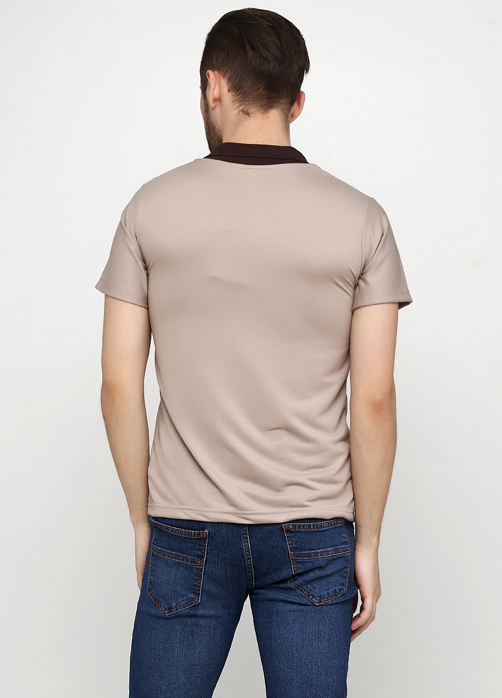 Бежевая футболка-поло для мужчин Chiarotex однотонная