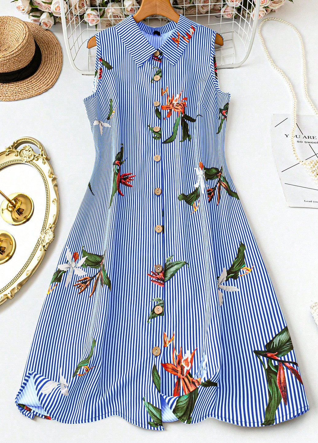 Комбинированное кэжуал платье рубашка SHEIN в полоску