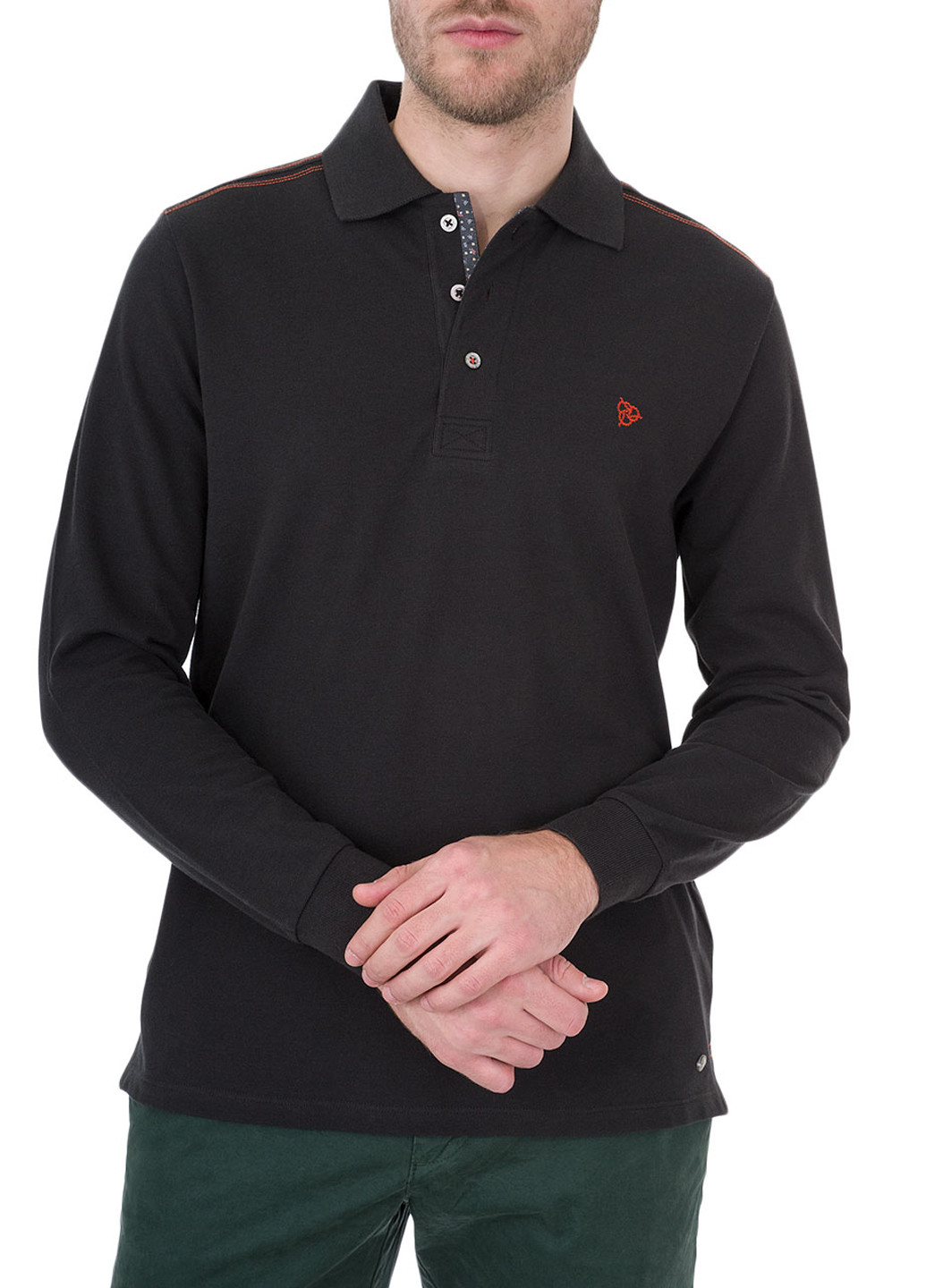 Черная футболка-поло для мужчин Roy Robson с логотипом