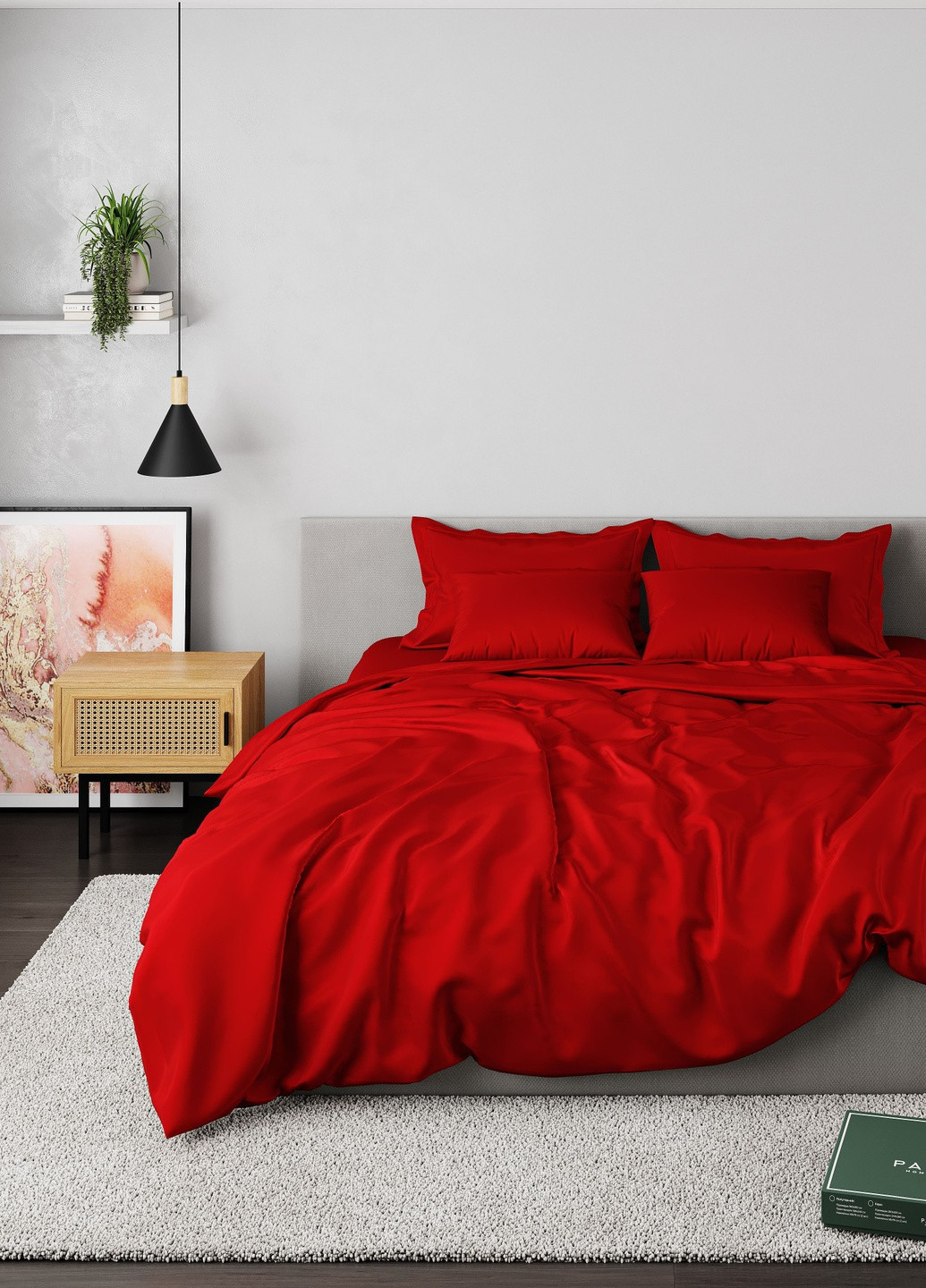 Комплект постельного белья сатин-люкс Minimal красный (семейный) PAGOTI (256519265)