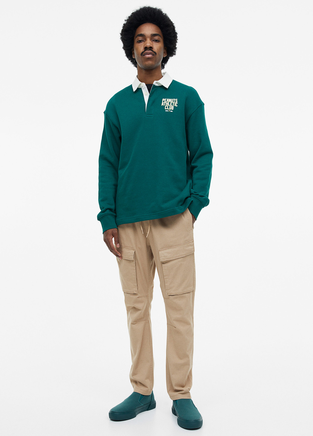 Бежевые кэжуал демисезонные карго брюки H&M