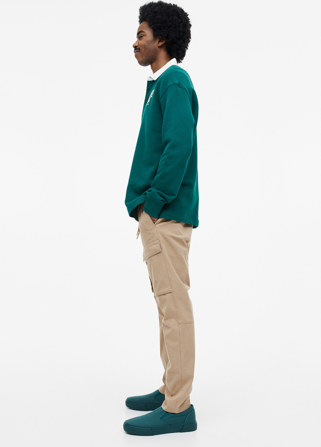 Бежевые кэжуал демисезонные карго брюки H&M