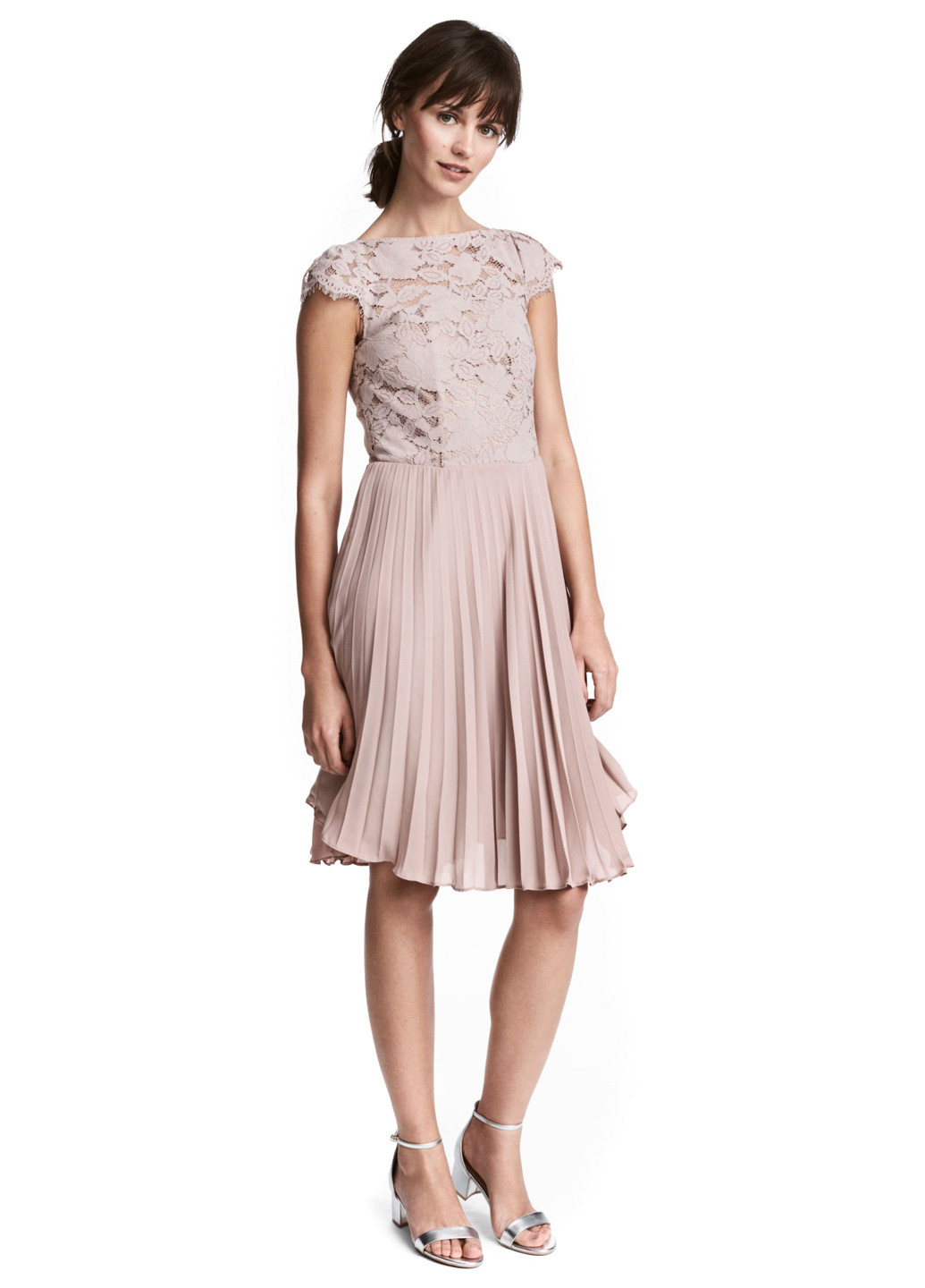 Сиреневое кэжуал платье плиссированное H&M однотонное