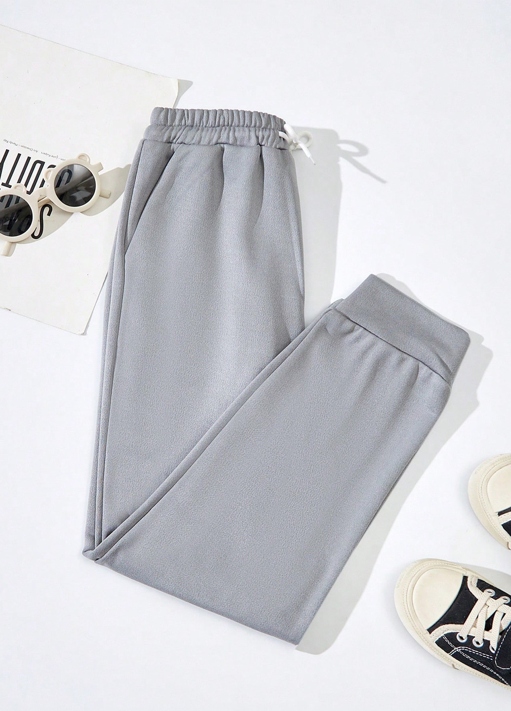 Серые кэжуал, спортивные демисезонные джоггеры брюки SHEIN