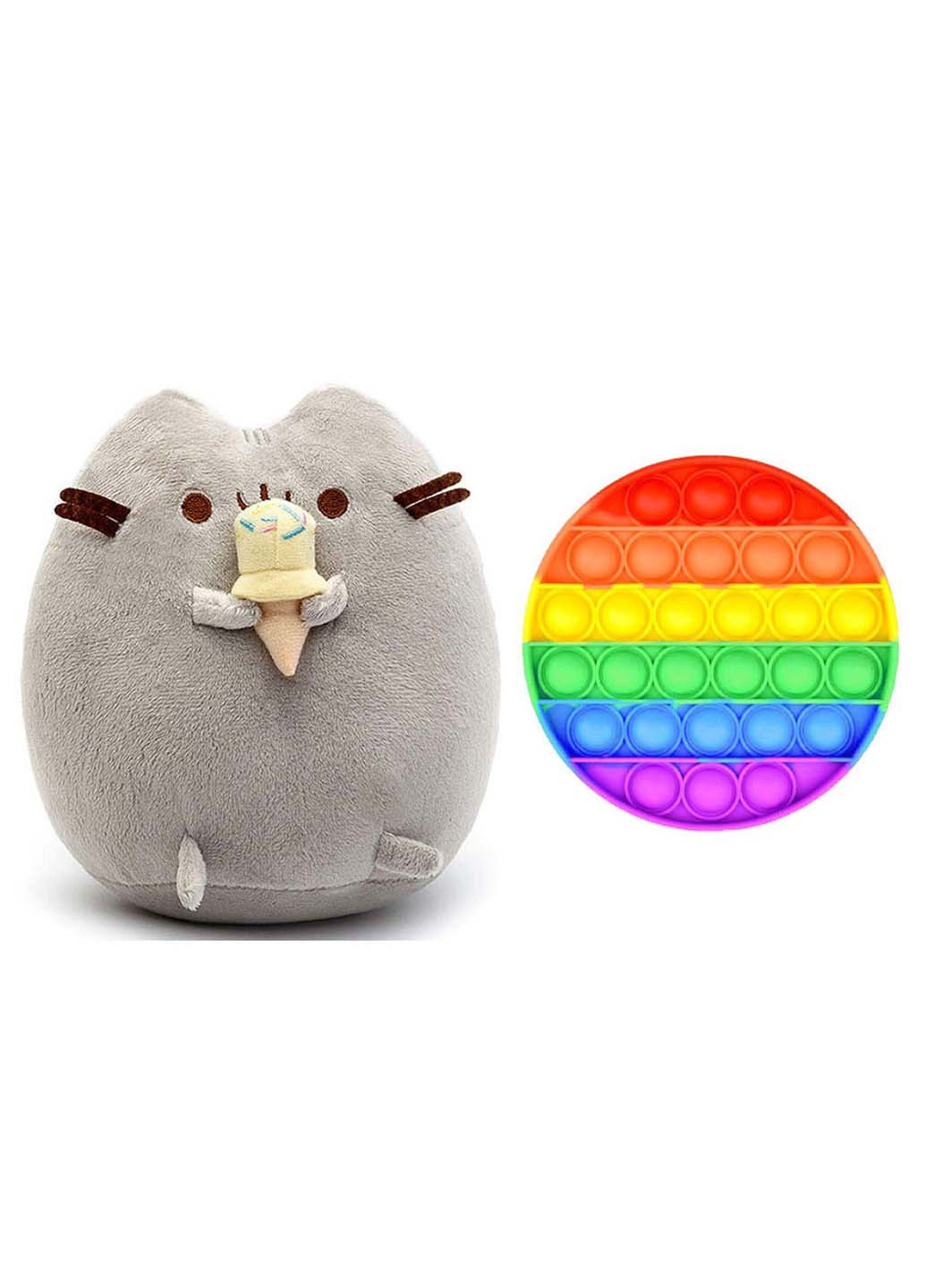 Набір м'яка іграшка кіт з морозивом Пушин кет і Іграшка антистрес Pop It коло ST (256544188)