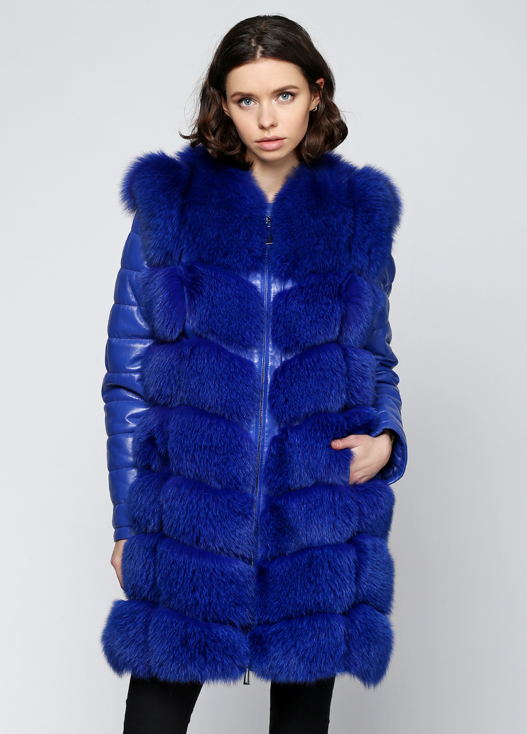 Синя зимня куртка (хутро песця) Morex Pelle