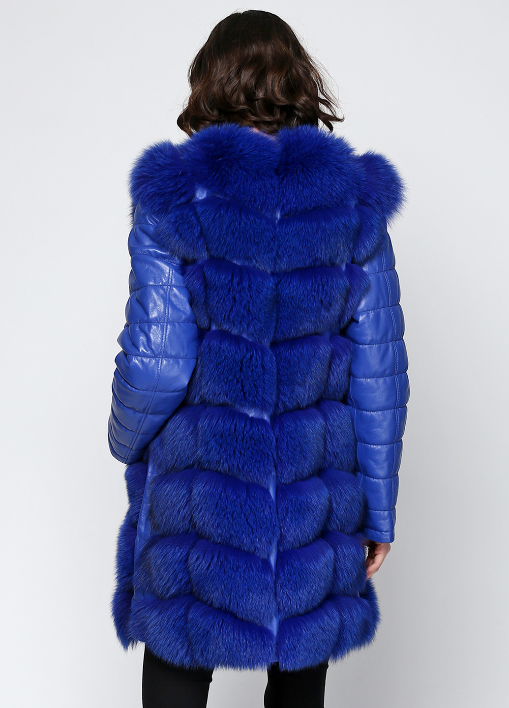 Синяя зимняя куртка (мех песца) Morex Pelle