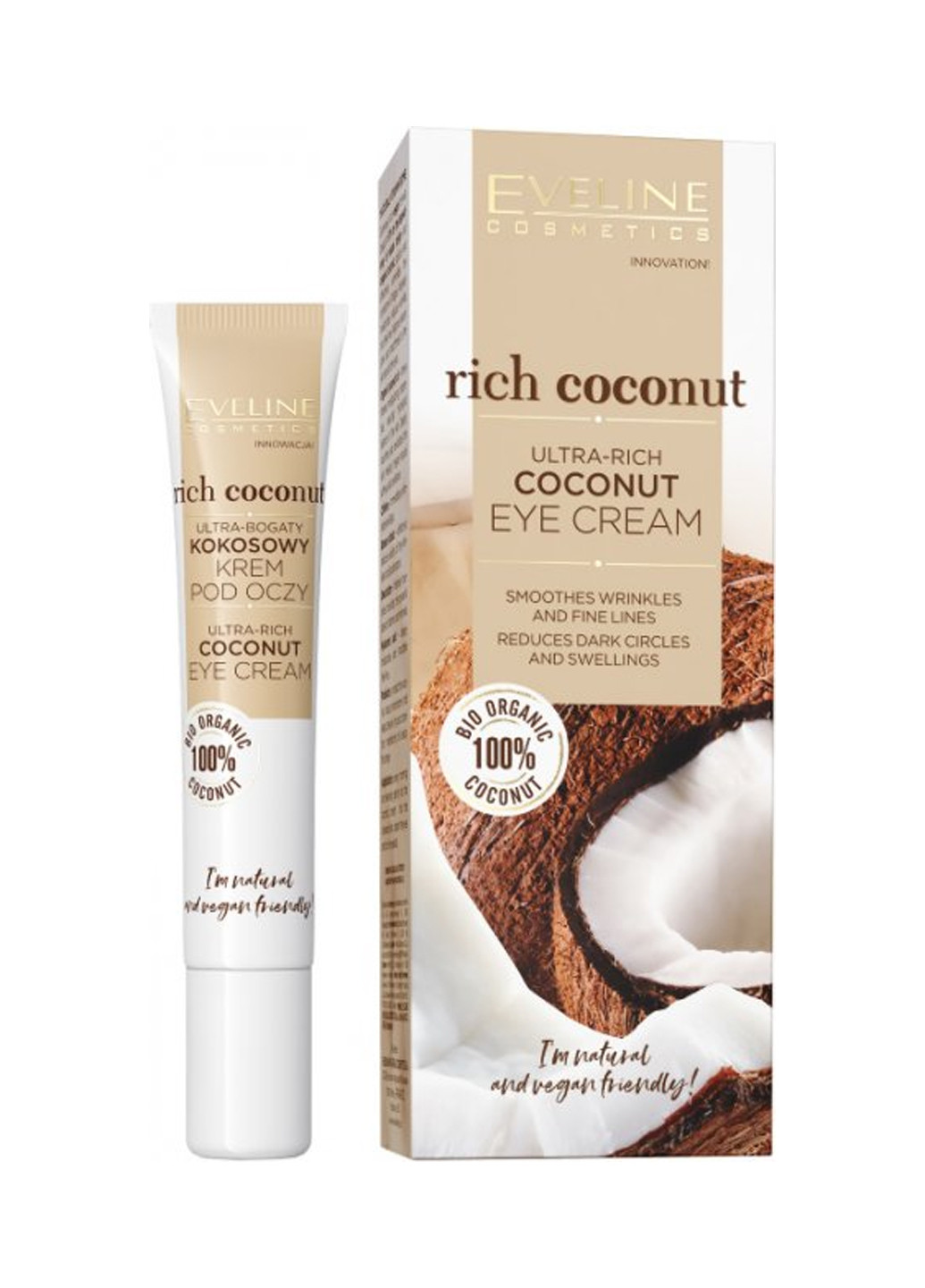 Поживний кокосовий крем для шкіри навколо очей серія rich coconut, 20 мл Eveline Cosmetics 5903416030232 (256234090)