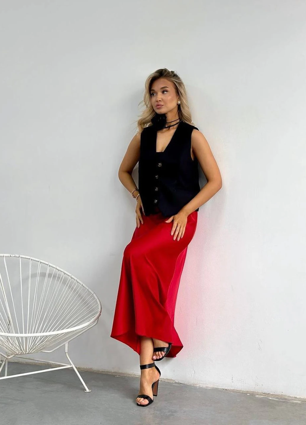 Красная праздничный, кэжуал однотонная юбка Fashion