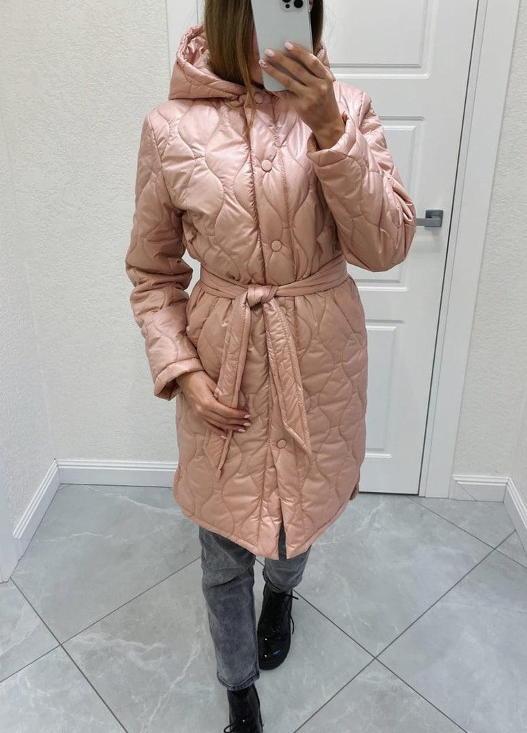Темно-розовое Женское стеганое пальто цвет пудра р.42/44 379285 New Trend