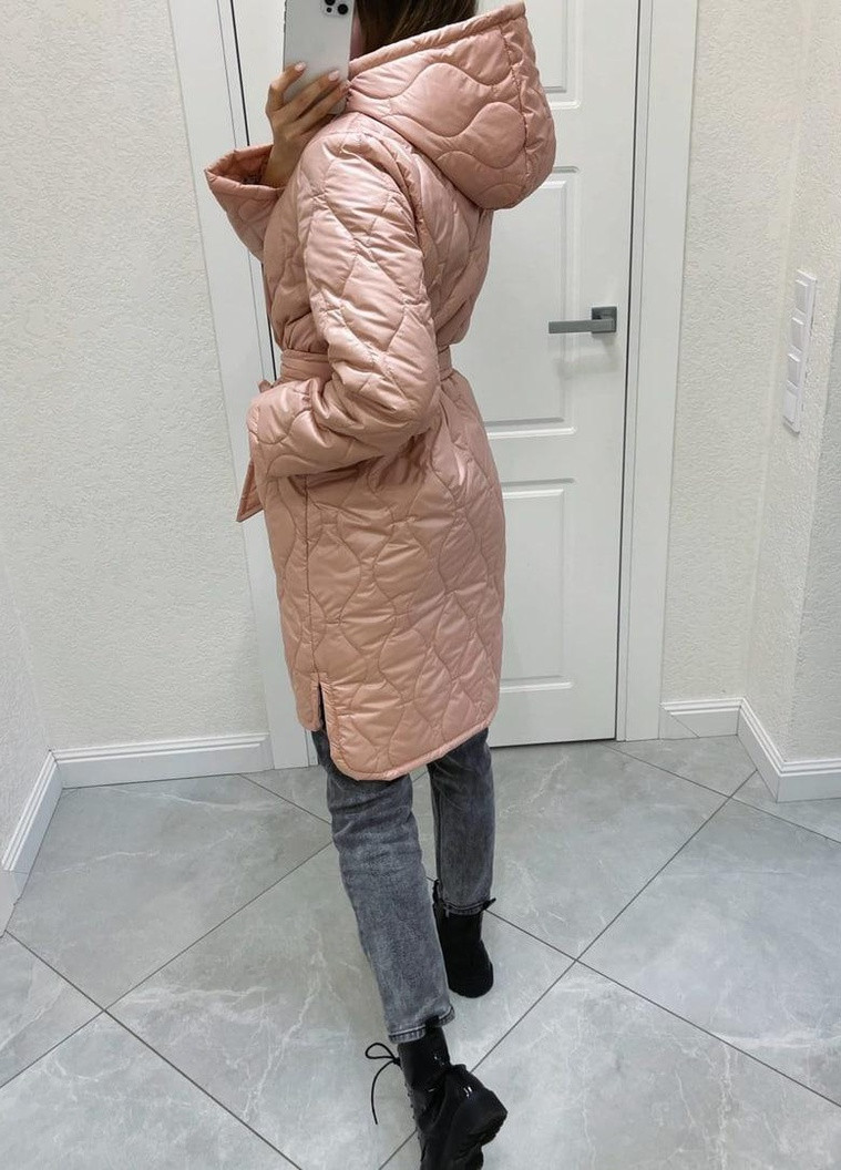 Темно-розовое Женское стеганое пальто цвет пудра р.42/44 379285 New Trend