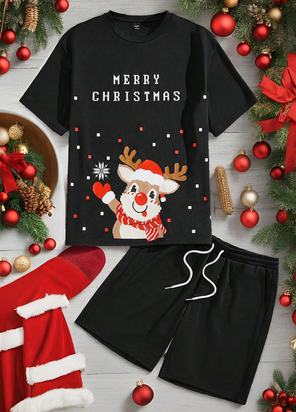 Чорний демісезонний комплект (футболка, шорти) SHEIN