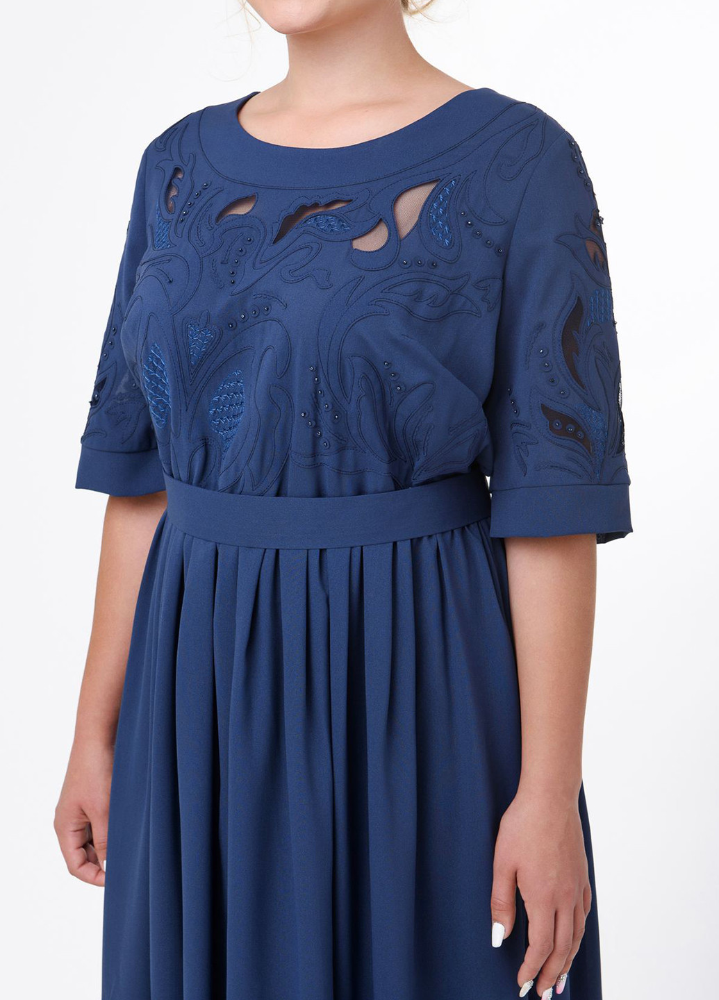 Синее вечернее платье RicaMare с абстрактным узором