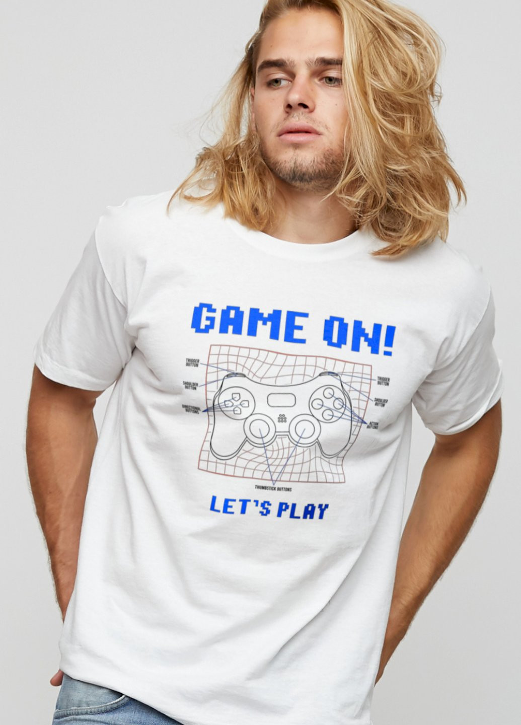 Біла футболка чоловіча basic /air print/ YAPPI