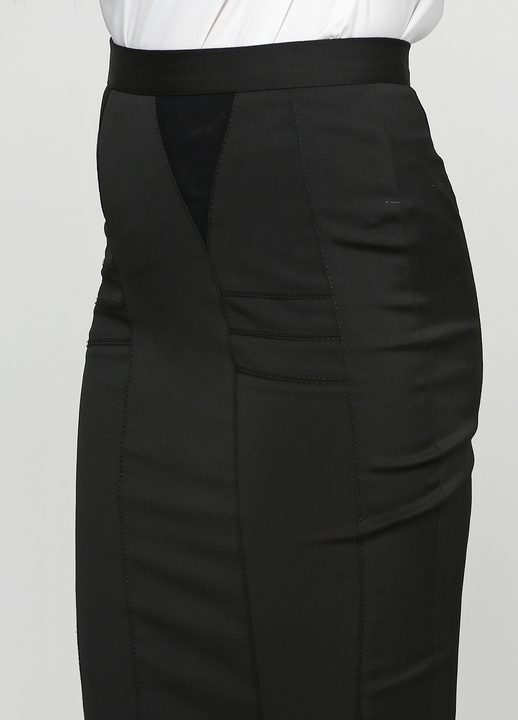 Черная офисная однотонная юбка Les Femmes миди