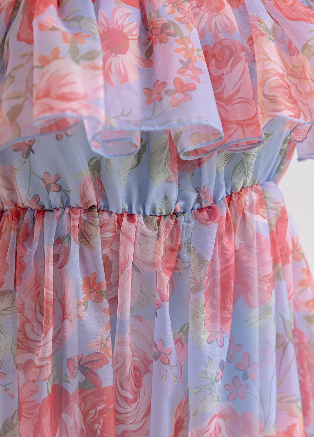 Блакитна кежуал сукня в стилі армпір, з відкритими плечима, з відкритою спиною SHEIN троянди