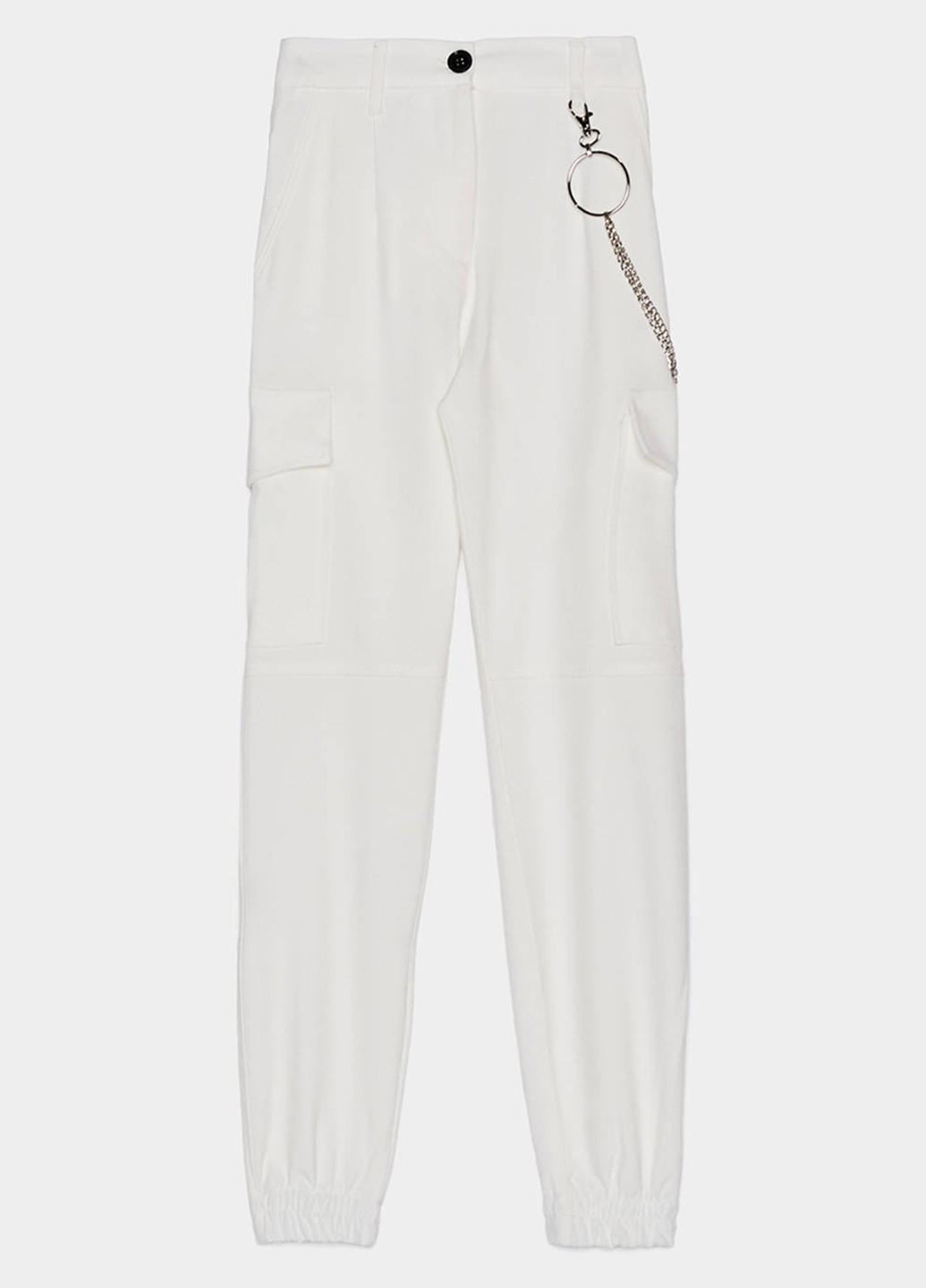 Белые кэжуал летние укороченные, карго брюки Bershka