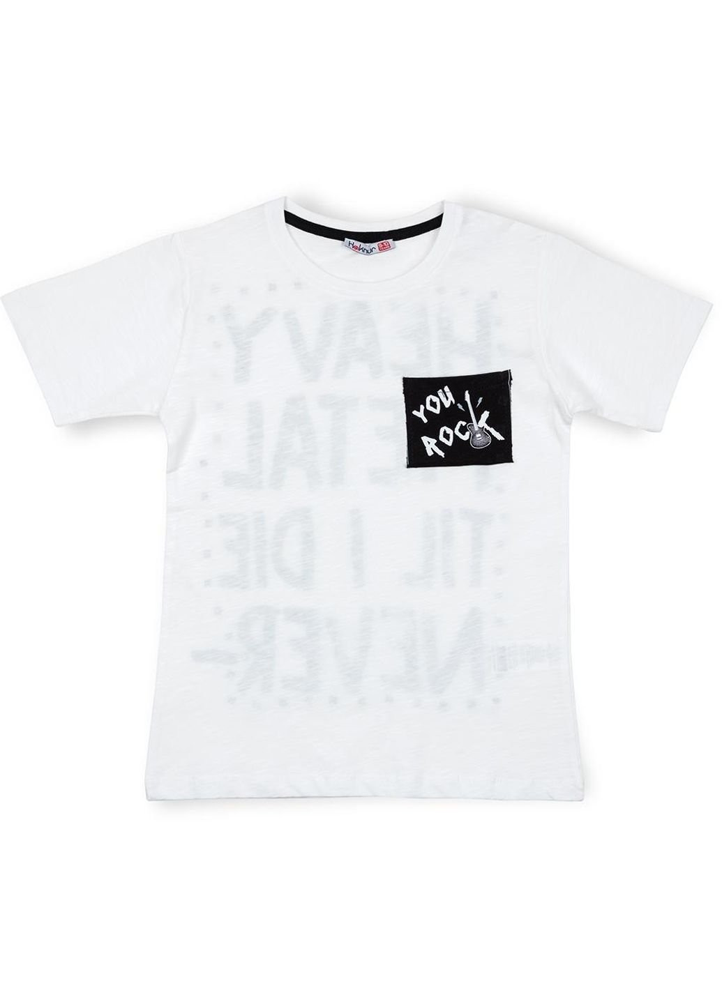 Белая летняя футболка детская "rock" (7181-134b-white) Haknur