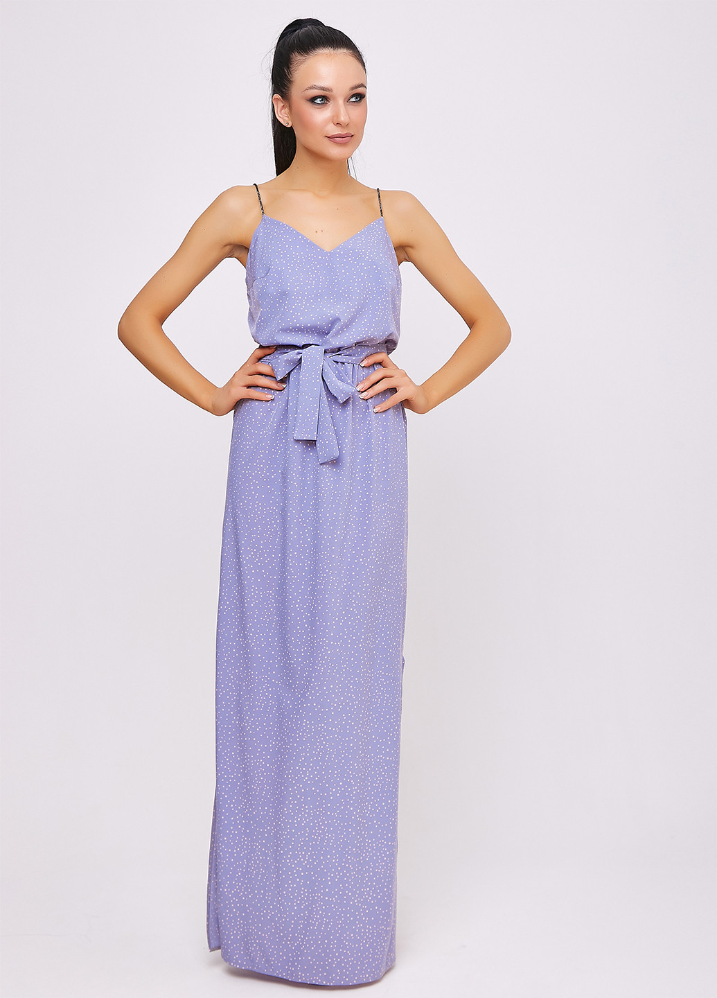 Светло-фиолетовое кэжуал платье ST-Seventeen в горошек