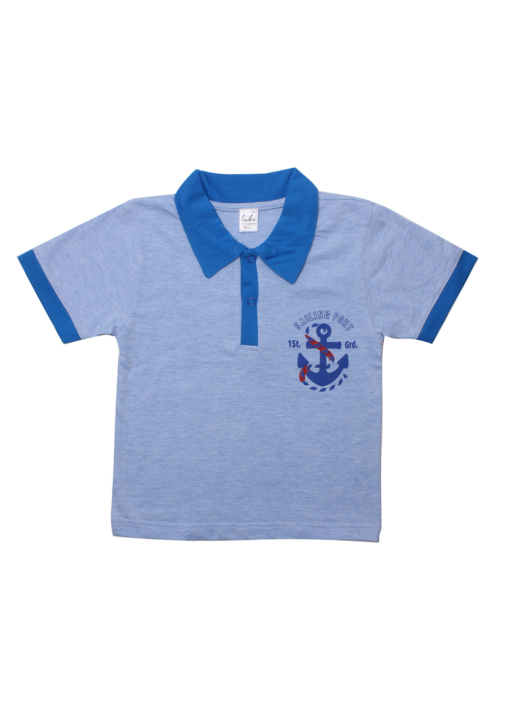 Голубой детская футболка-поло для мальчика Валери-Текс с рисунком