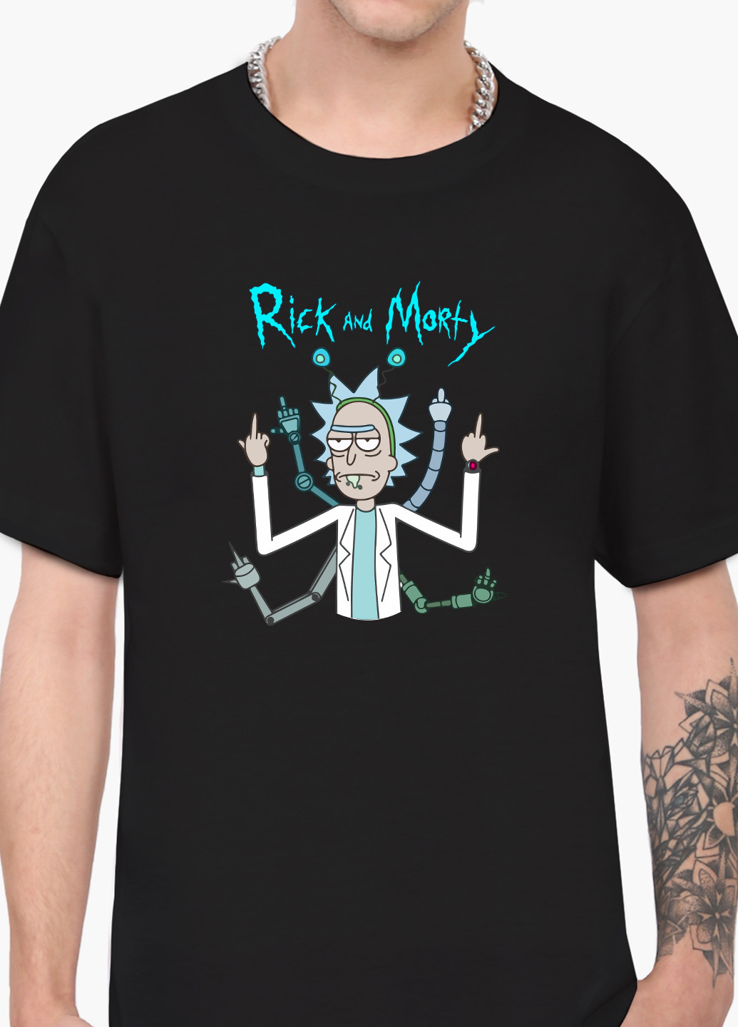 Чорна футболка чоловіча рік санчез рік і морті (rick sanchez rick and morty) (9223-2948-1) xxl MobiPrint