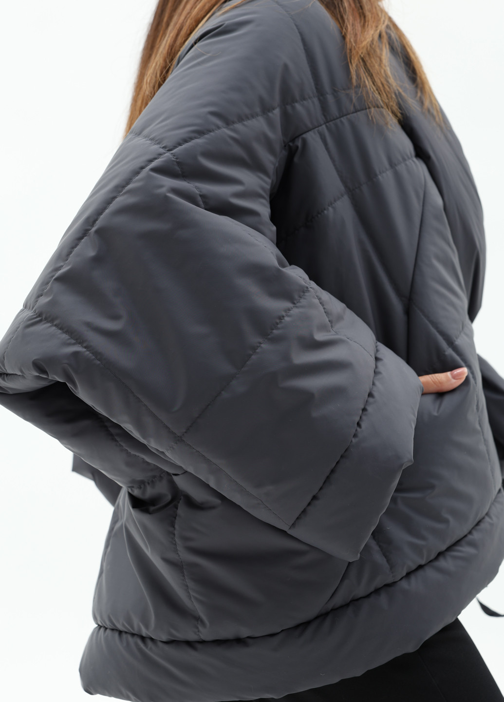 Темно-сіра демісезонна куртка куртка-ковдра CHIUAS